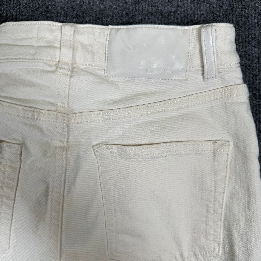 La Ligne Off White High Rise Straight Leg Jeans Size 25 Cream Denim Pants - Picture 3 of 9